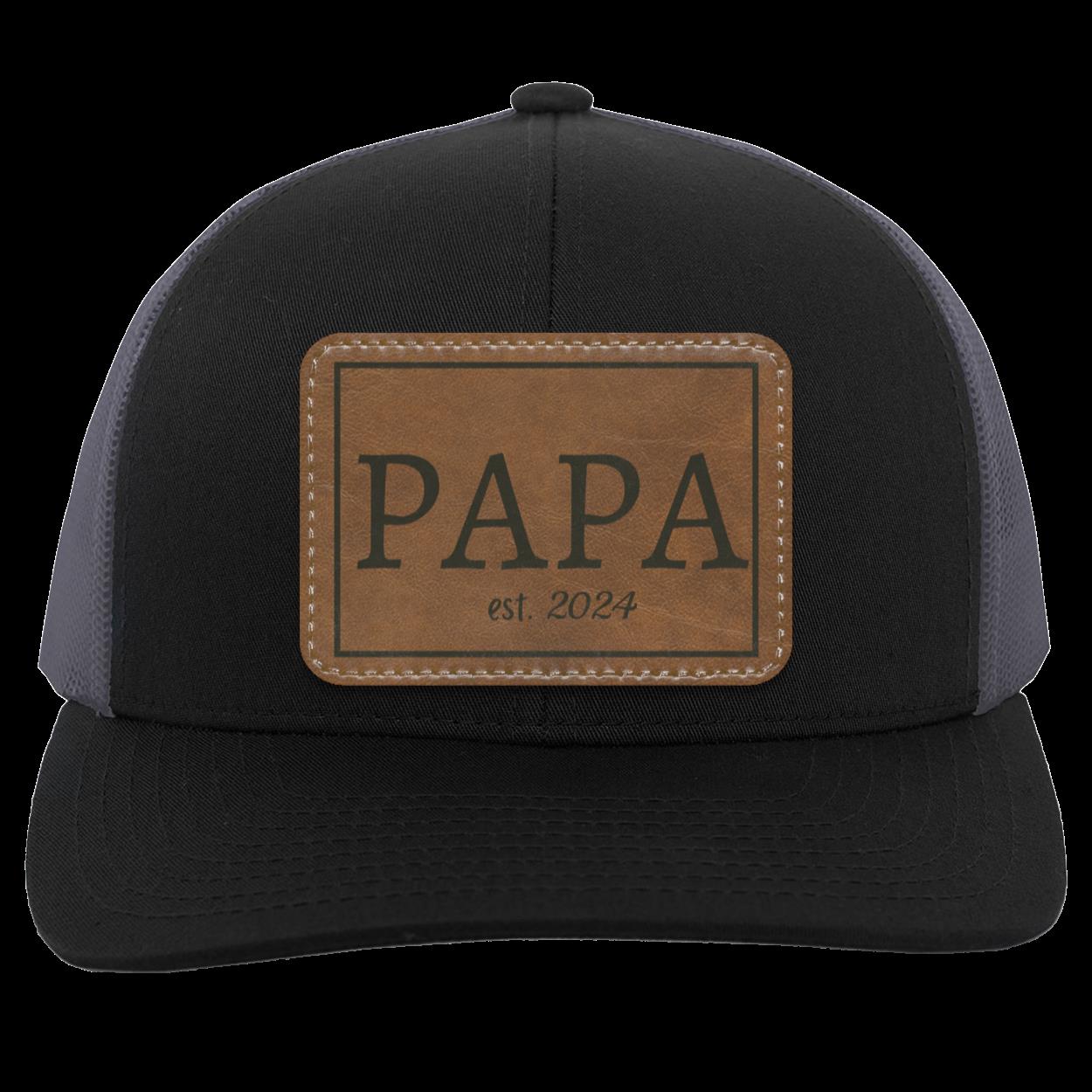 PAPA or GRANDPA Personalized Leather Patch Snap Back Hat