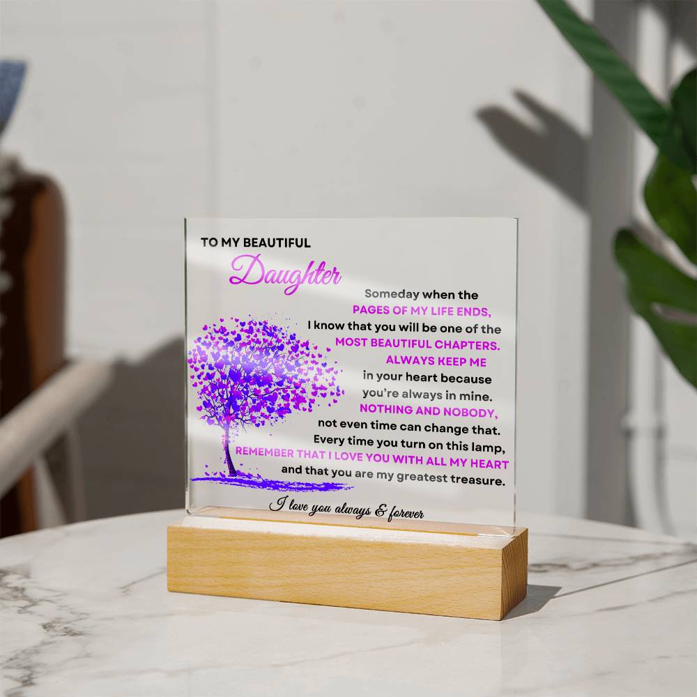 To My Beautiful Daughter | Square Acrylic Plaque - Purple
