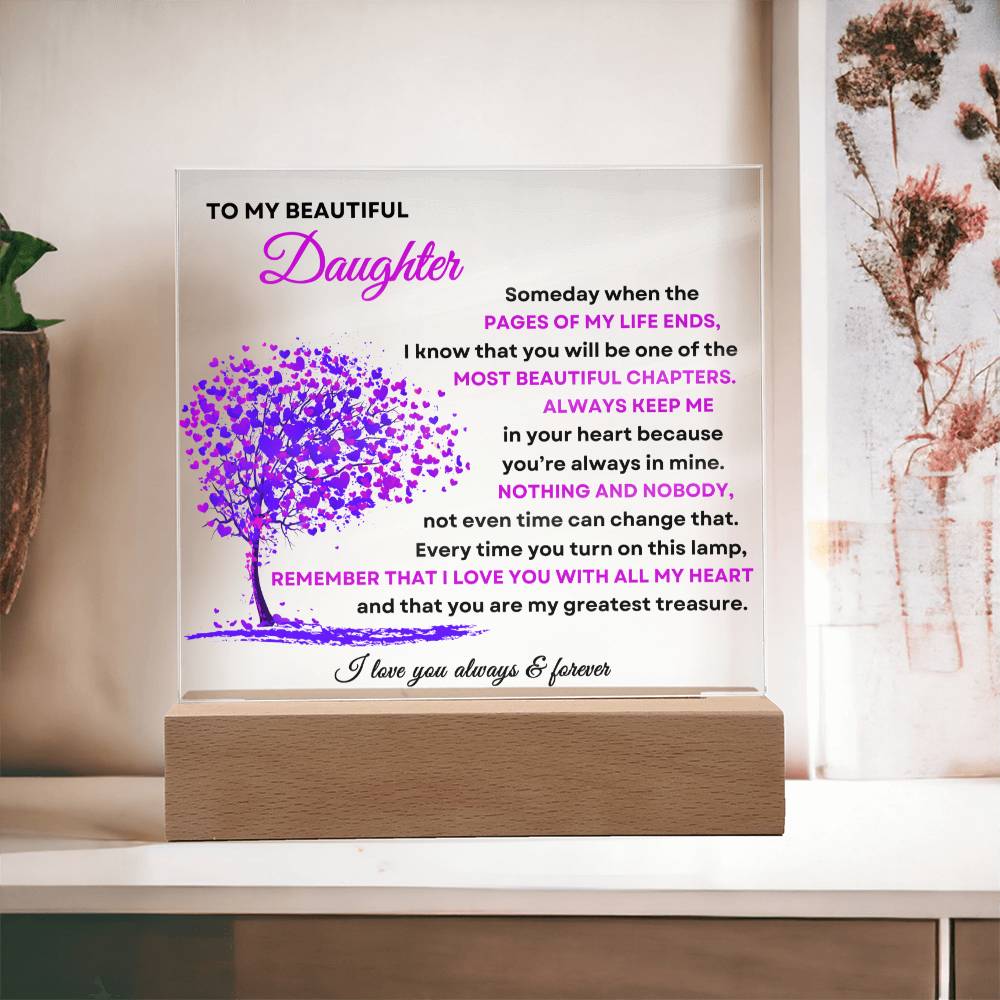 To My Beautiful Daughter | Square Acrylic Plaque - Purple