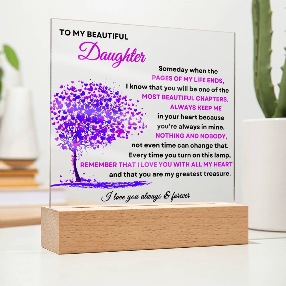 To My Beautiful Daughter | Square Acrylic Plaque - Purple