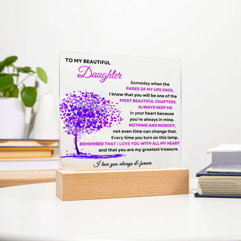 To My Beautiful Daughter | Square Acrylic Plaque - Purple