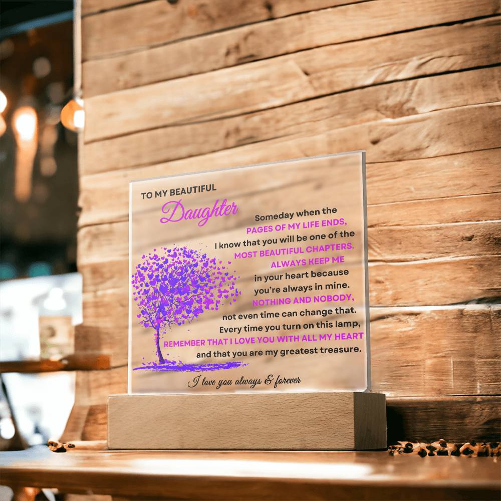 To My Beautiful Daughter | Square Acrylic Plaque - Purple