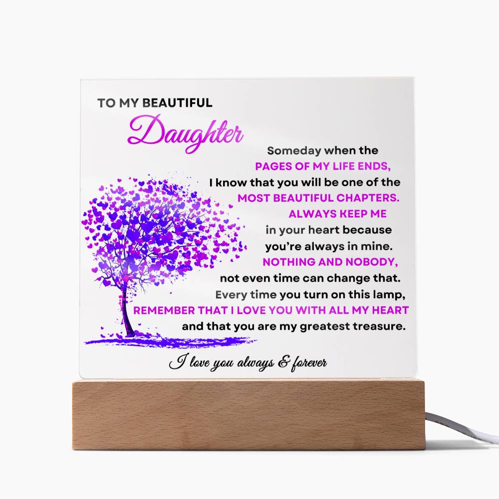 To My Beautiful Daughter | Square Acrylic Plaque - Purple