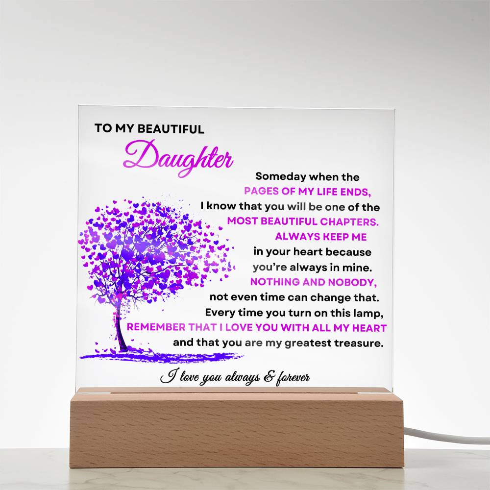 To My Beautiful Daughter | Square Acrylic Plaque - Purple