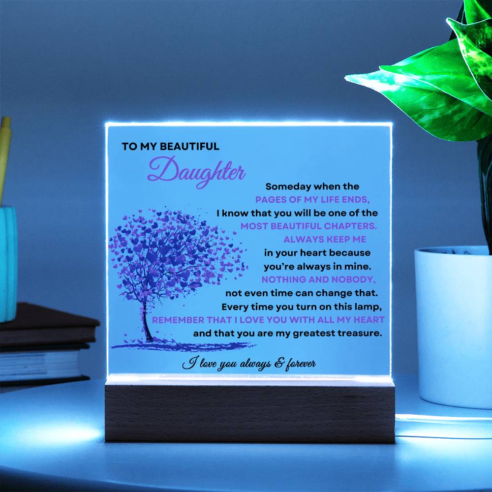 To My Beautiful Daughter | Square Acrylic Plaque - Purple