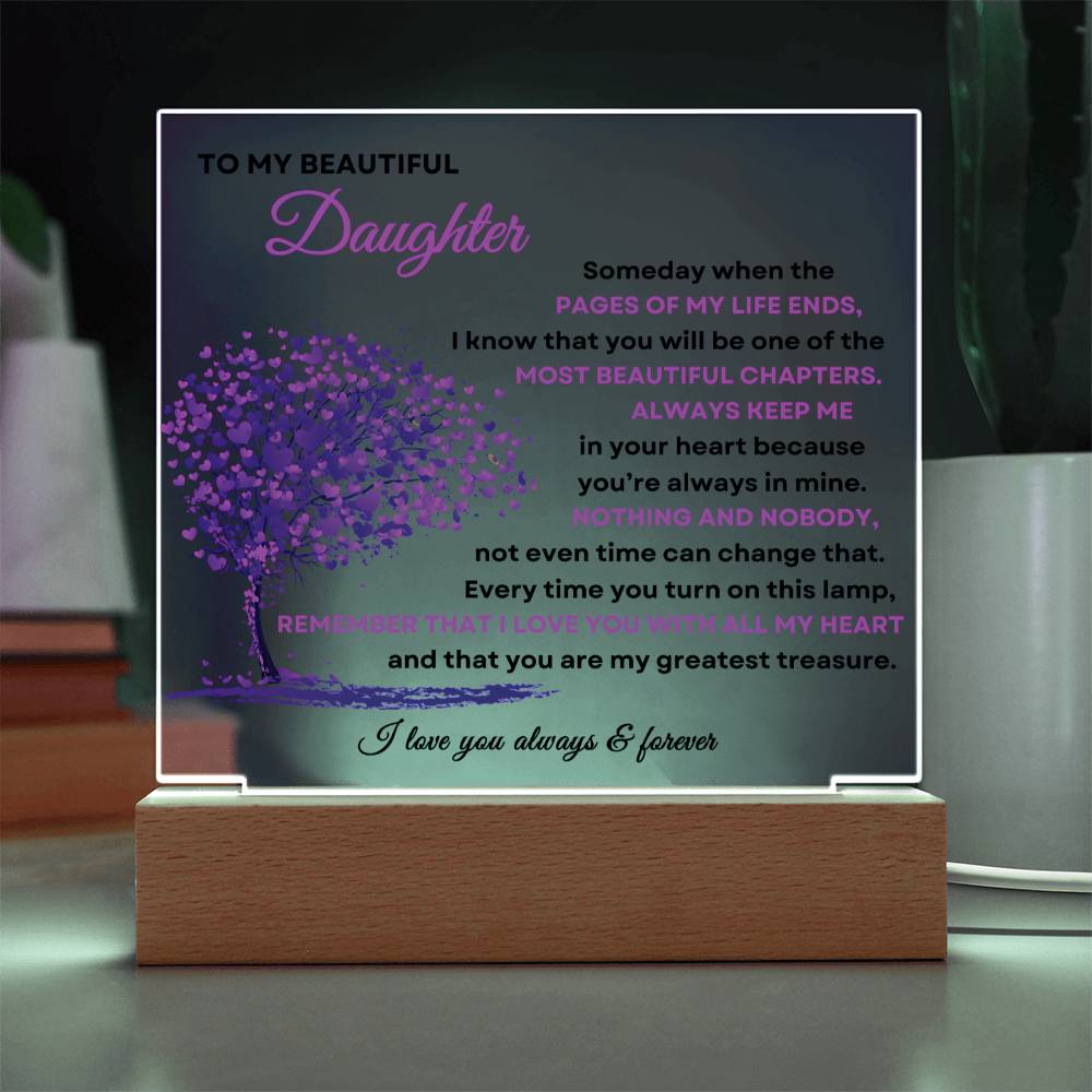 To My Beautiful Daughter | Square Acrylic Plaque - Purple