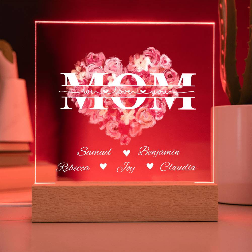 Mom Monogram Acrylic Plaque - Personalize with Names