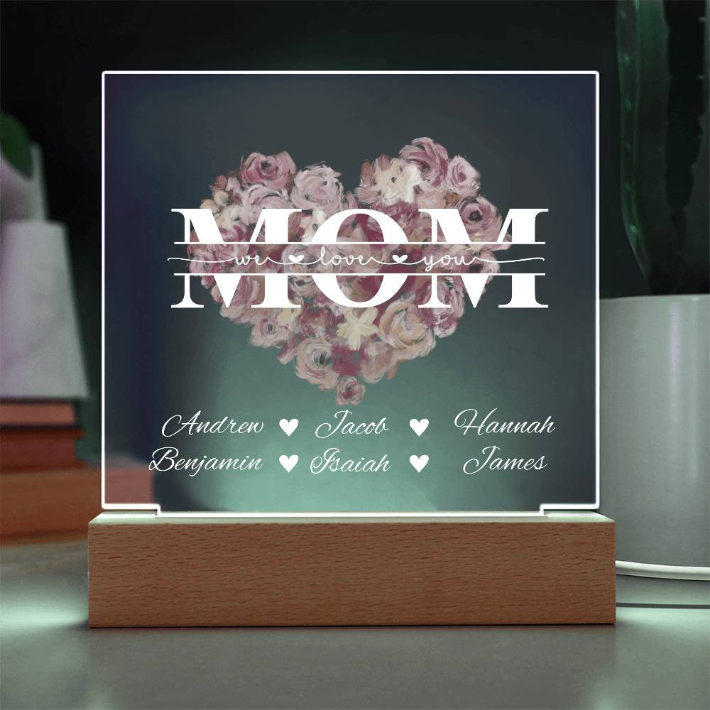 Mom Monogram Acrylic Plaque - Personalize with Names