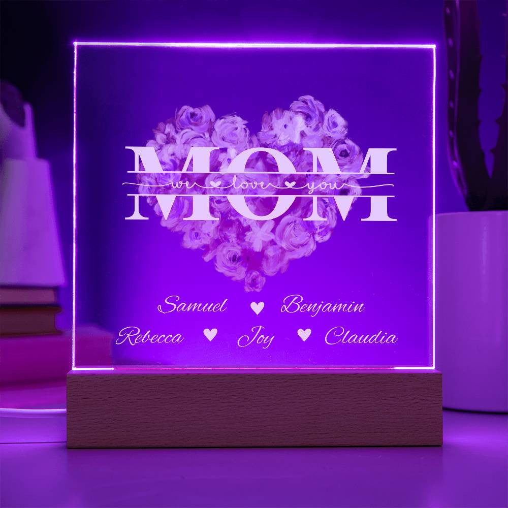 Mom Monogram Acrylic Plaque - Personalize with Names