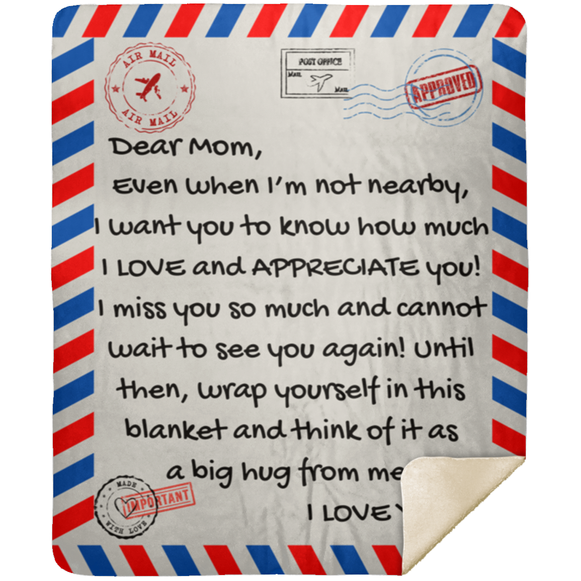 MOM POSTAGE LETTER BLANKET | MOTHER'S DAY GIFT |BIRTHDAY GIFT