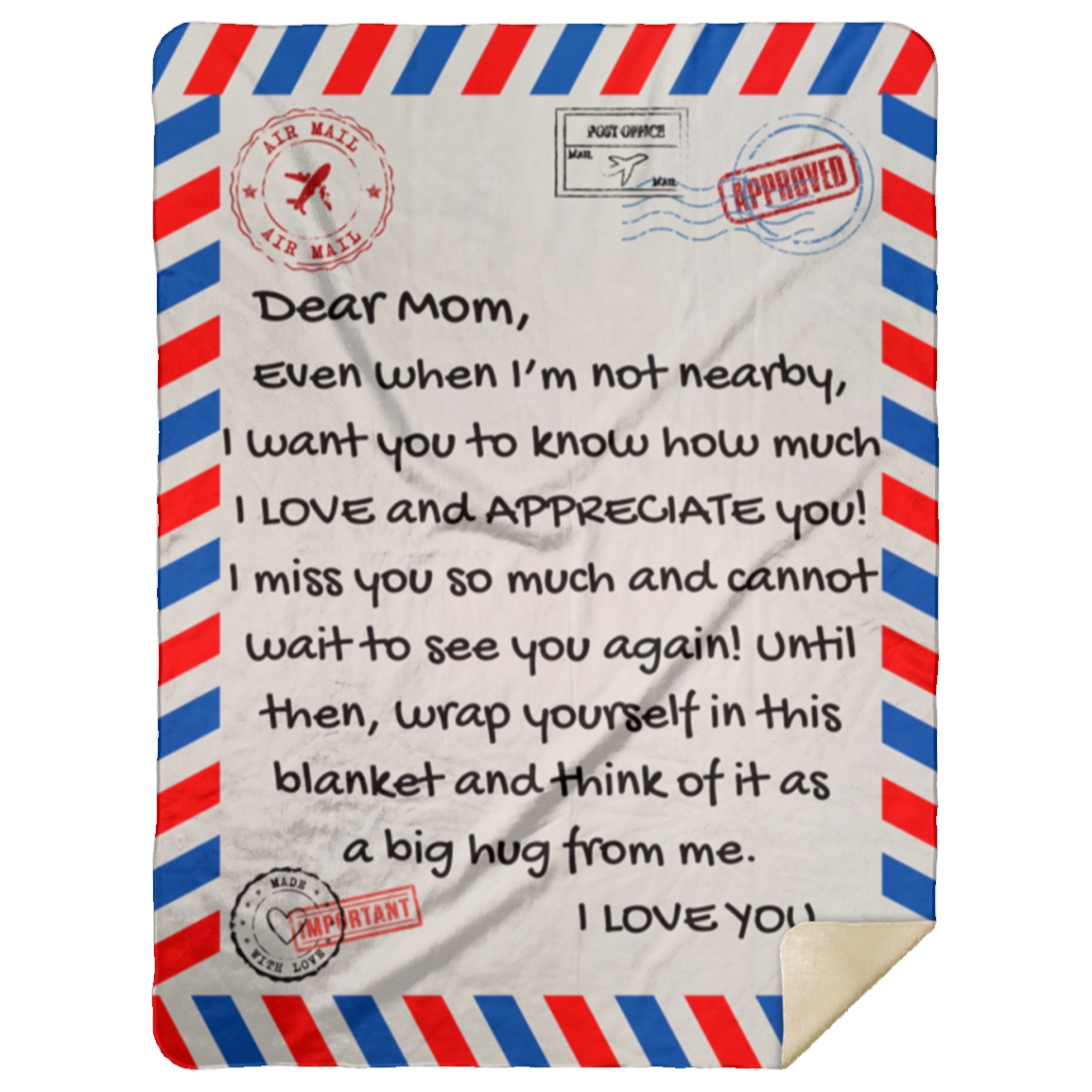 MOM POSTAGE LETTER BLANKET | MOTHER'S DAY GIFT |BIRTHDAY GIFT