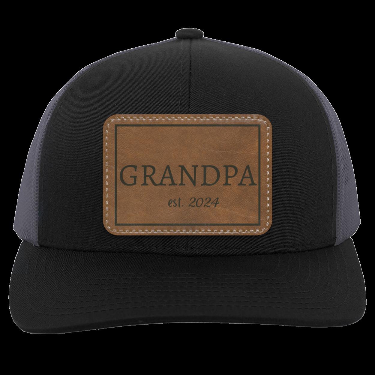 PAPA or GRANDPA Personalized Leather Patch Snap Back Hat