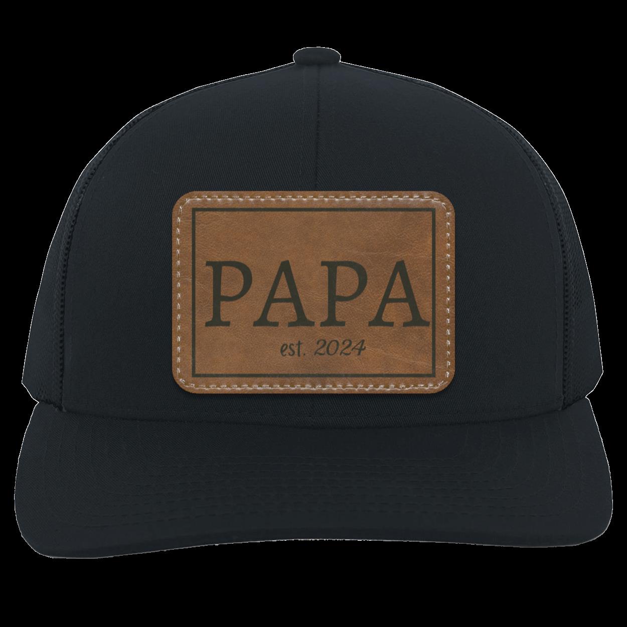 PAPA or GRANDPA Personalized Leather Patch Snap Back Hat