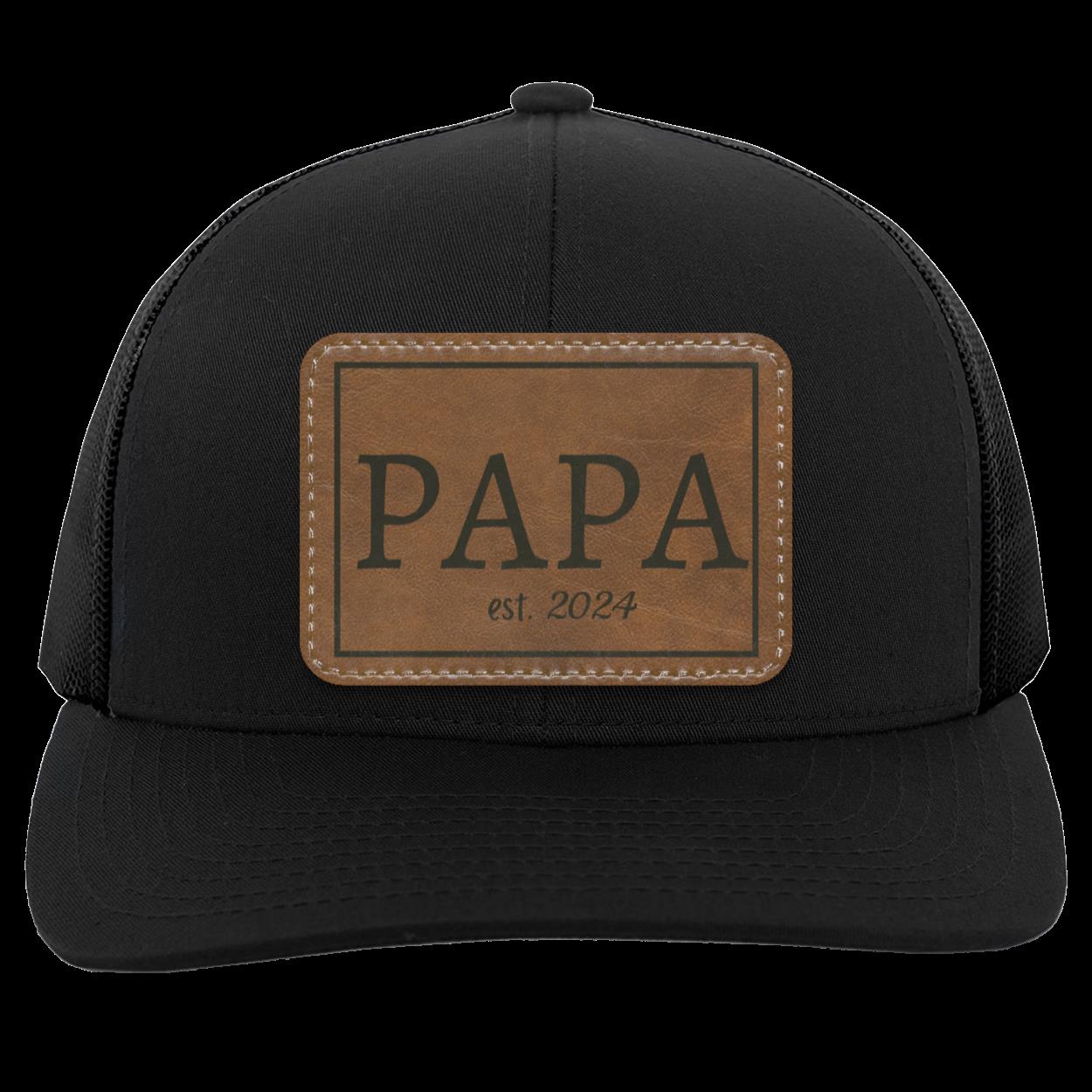 PAPA or GRANDPA Personalized Leather Patch Snap Back Hat