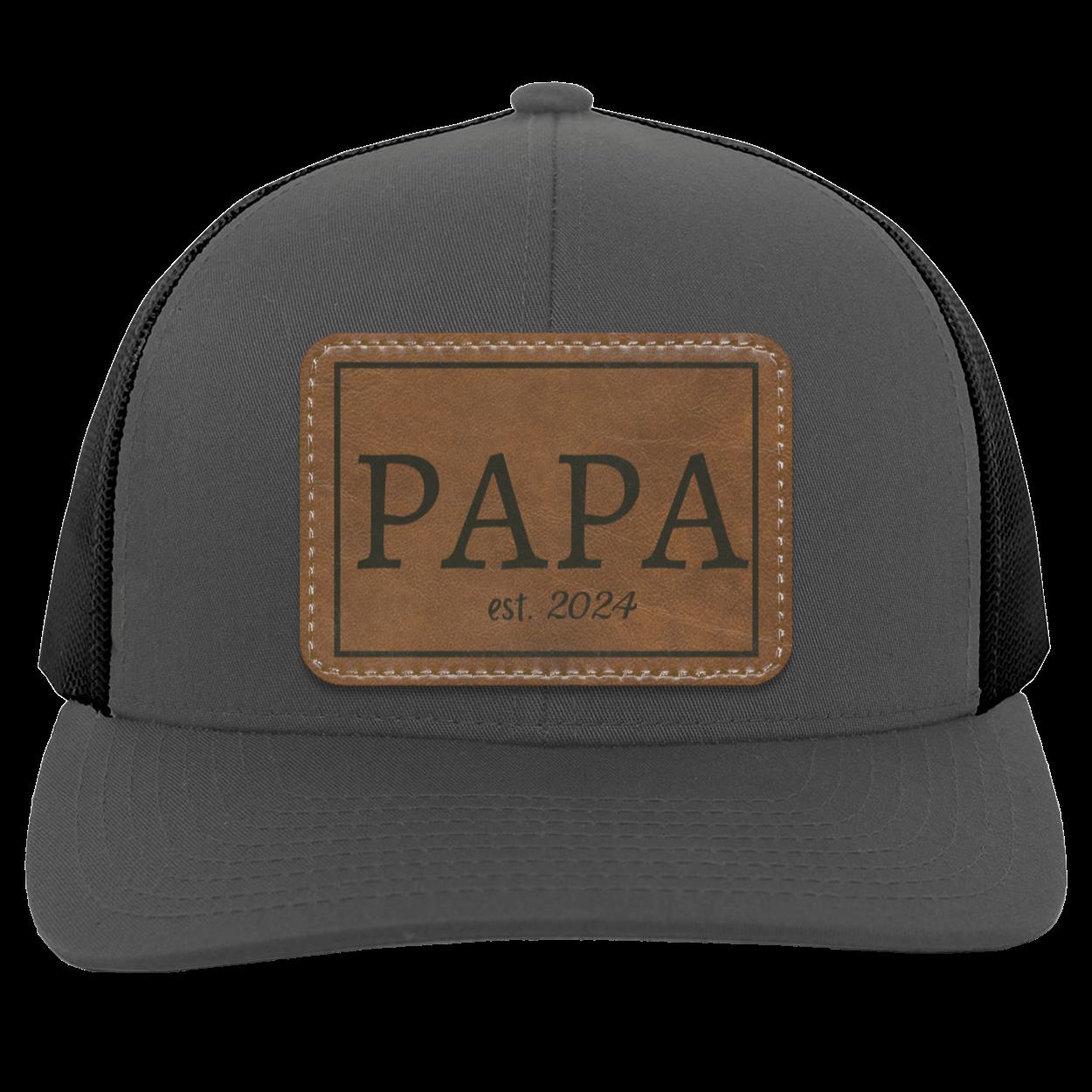 PAPA or GRANDPA Personalized Leather Patch Snap Back Hat