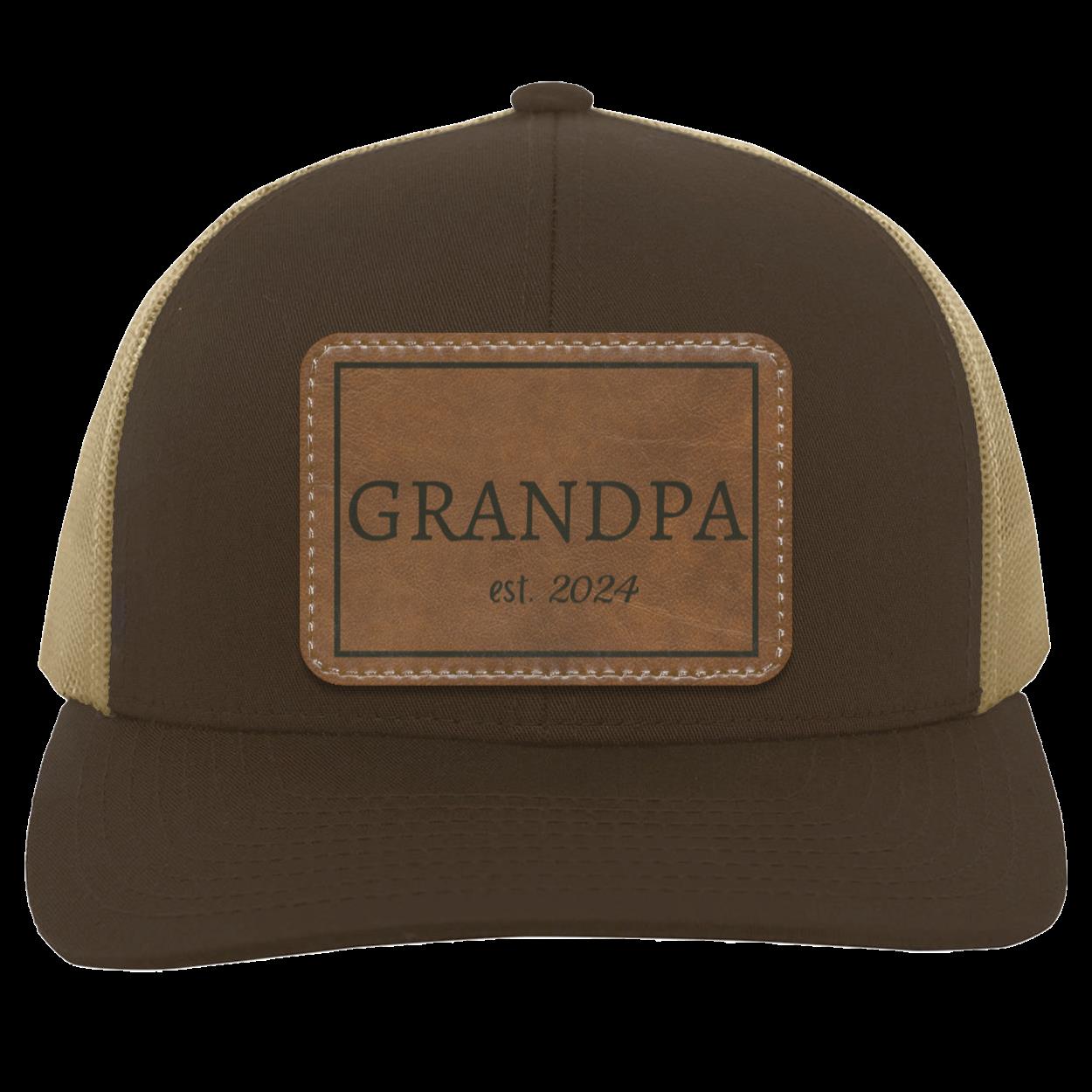 PAPA or GRANDPA Personalized Leather Patch Snap Back Hat