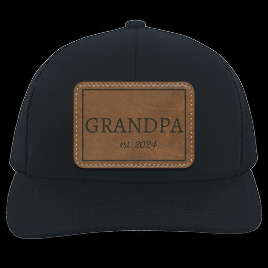 PAPA or GRANDPA Personalized Leather Patch Snap Back Hat