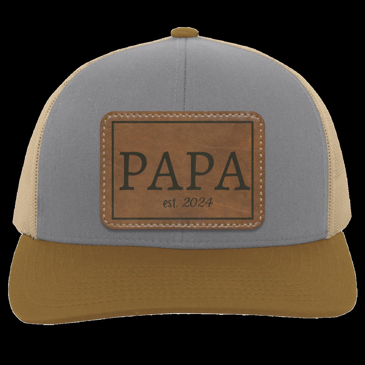 PAPA or GRANDPA Personalized Leather Patch Snap Back Hat