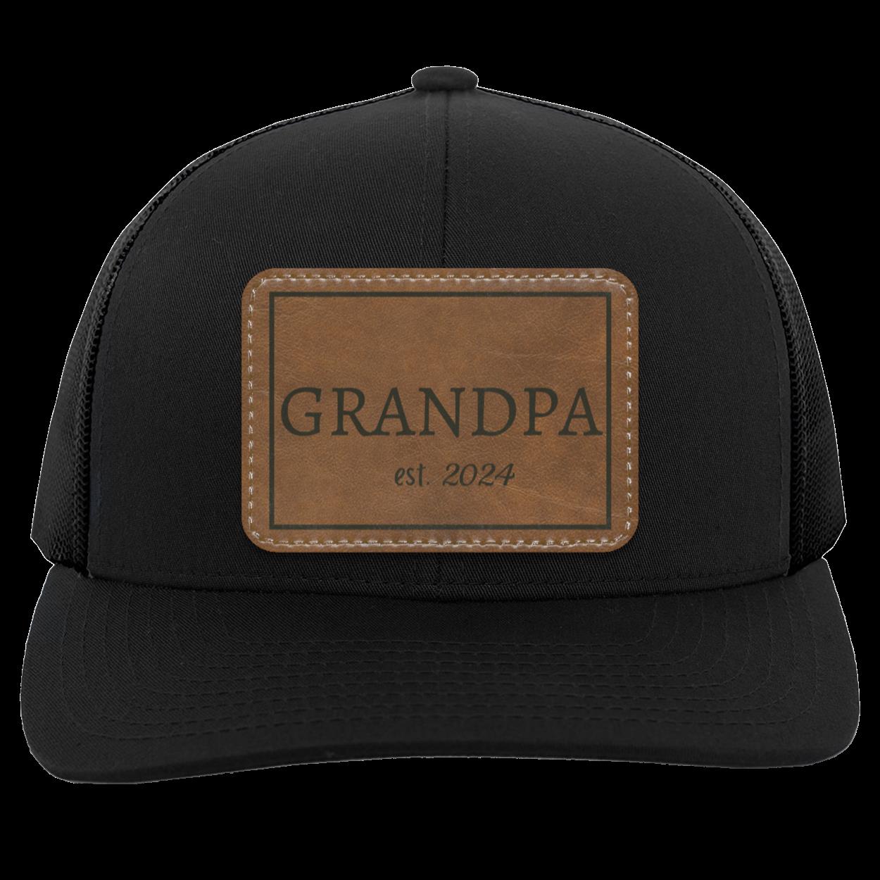 PAPA or GRANDPA Personalized Leather Patch Snap Back Hat