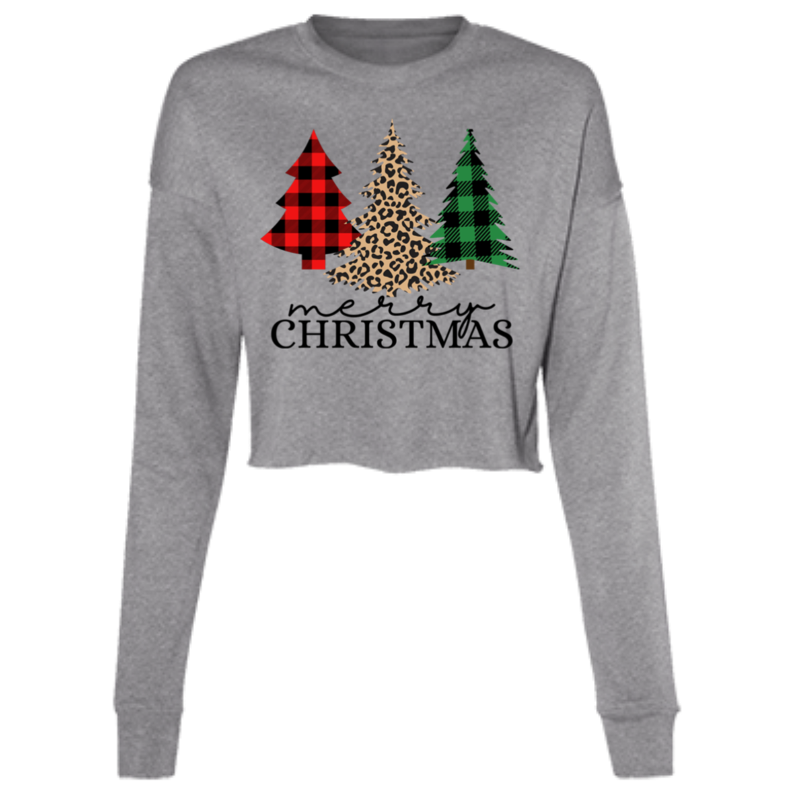 Merry Christmas Women's Cropped Fleece Crew Shirt