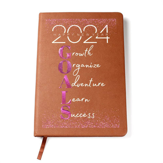 Pink Festive 2024 "GOALS" Leather Journal