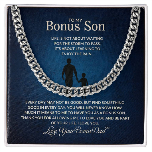 To My Bonus Son | Thank You - Cuban Link Chain