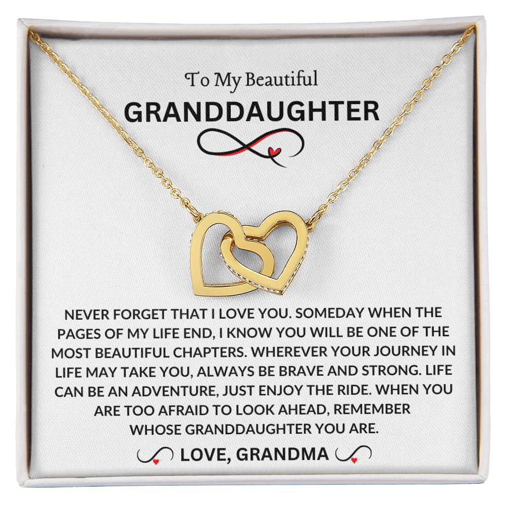 To My Beautiful Granddaughter | Love Grandma | Interlocking Hearts Necklace