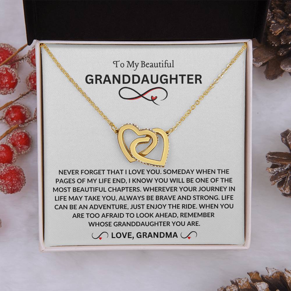 To My Beautiful Granddaughter | Love Grandma | Interlocking Hearts Necklace