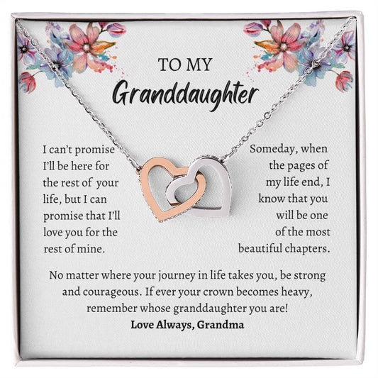 TO MY GRANDDAUGHTER | LOVE ALWAYS GRANDMA | INTERLOCKING HEARTS NECKLACE