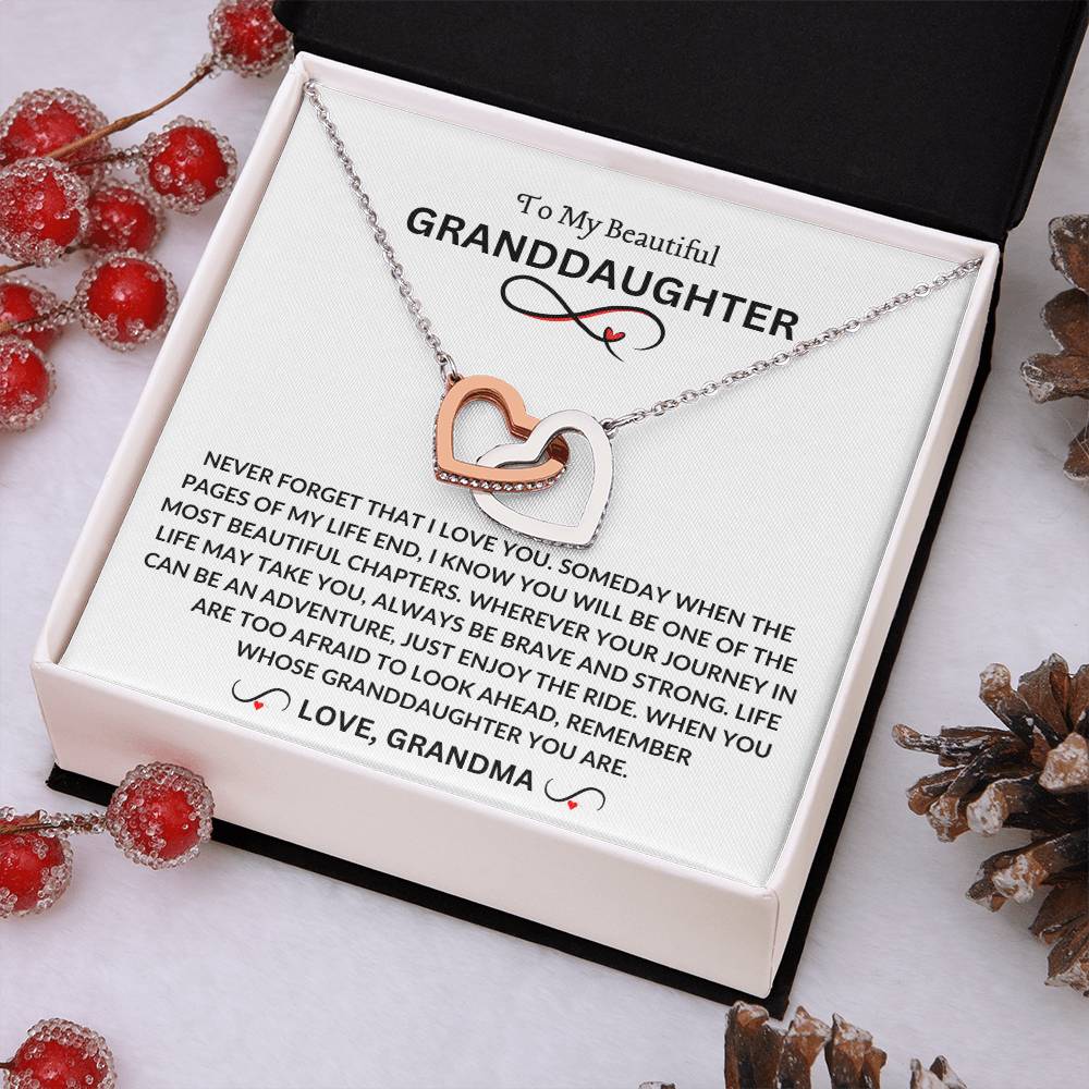 To My Beautiful Granddaughter | Love Grandma | Interlocking Hearts Necklace