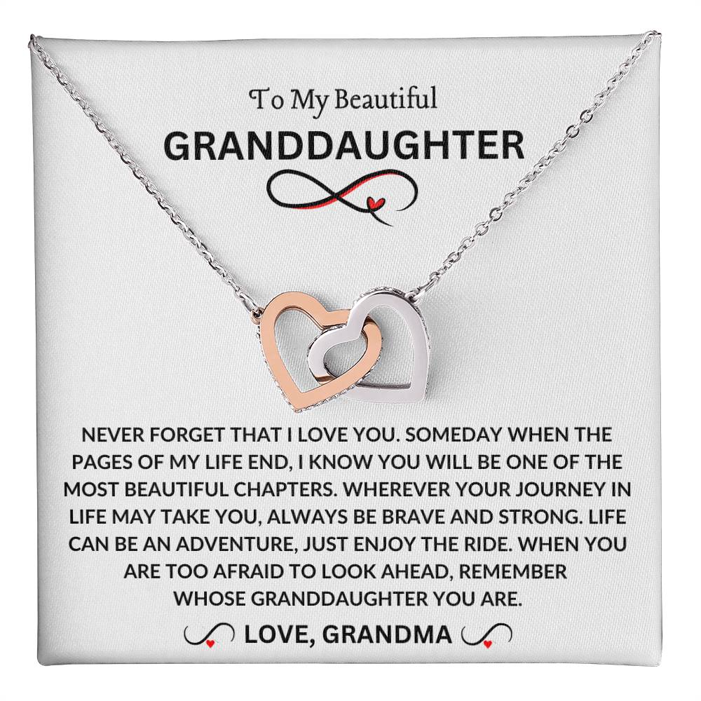 To My Beautiful Granddaughter | Love Grandma | Interlocking Hearts Necklace