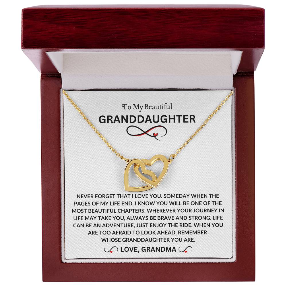 To My Beautiful Granddaughter | Love Grandma | Interlocking Hearts Necklace