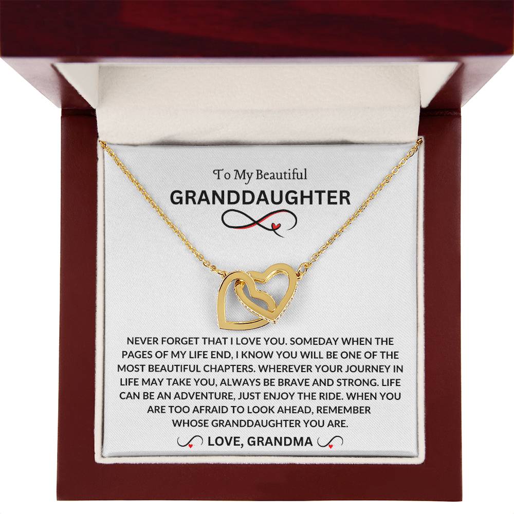 To My Beautiful Granddaughter | Love Grandma | Interlocking Hearts Necklace