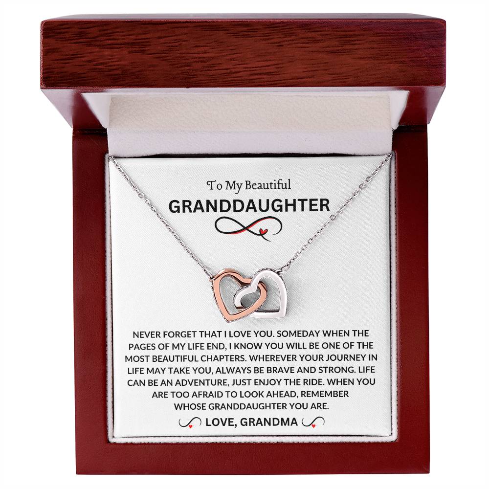 To My Beautiful Granddaughter | Love Grandma | Interlocking Hearts Necklace