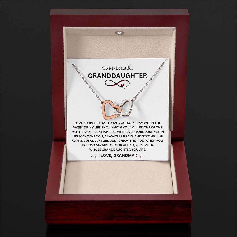 To My Beautiful Granddaughter | Love Grandma | Interlocking Hearts Necklace