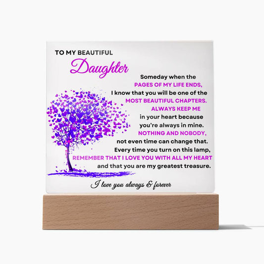 To My Beautiful Daughter | Square Acrylic Plaque - Purple