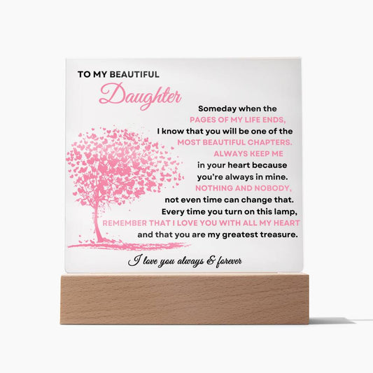 To My Daughter | Square Acrylic Plaque - Blush Pink