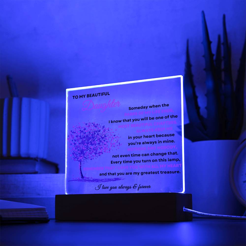 To My Beautiful Daughter | Square Acrylic Plaque - Purple