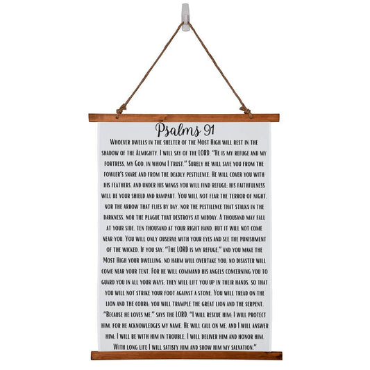 PSALMS 91 Prayer of Protection | Wood Framed Wall Tapestry | Home Decor