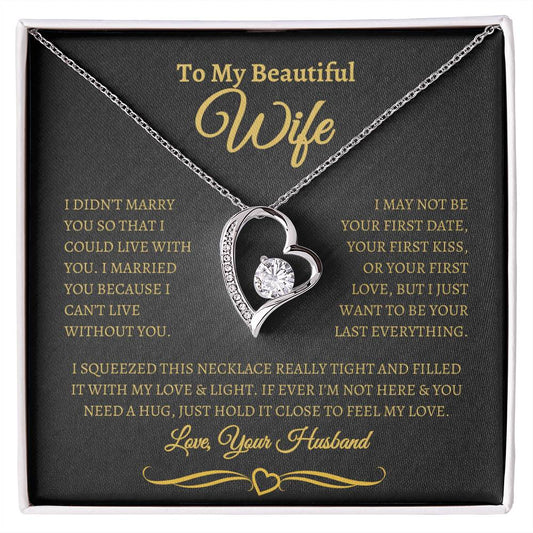 To My Beautiful Wife | Forever Love Necklace | Black & Gold