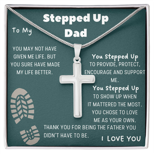 Stepped Up Dad | Stainless Steel Cross Necklace