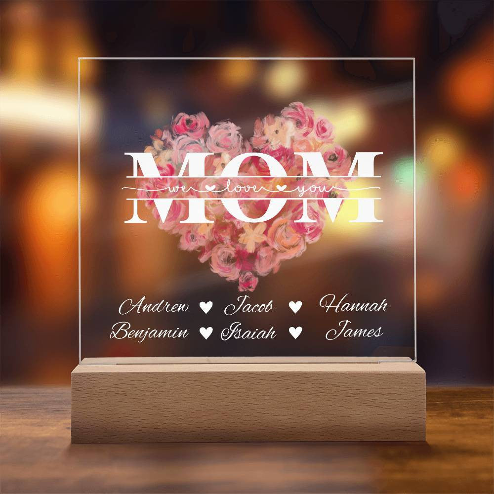 Mom Monogram Acrylic Plaque - Personalize with Names